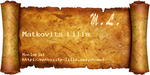 Matkovits Lilla névjegykártya